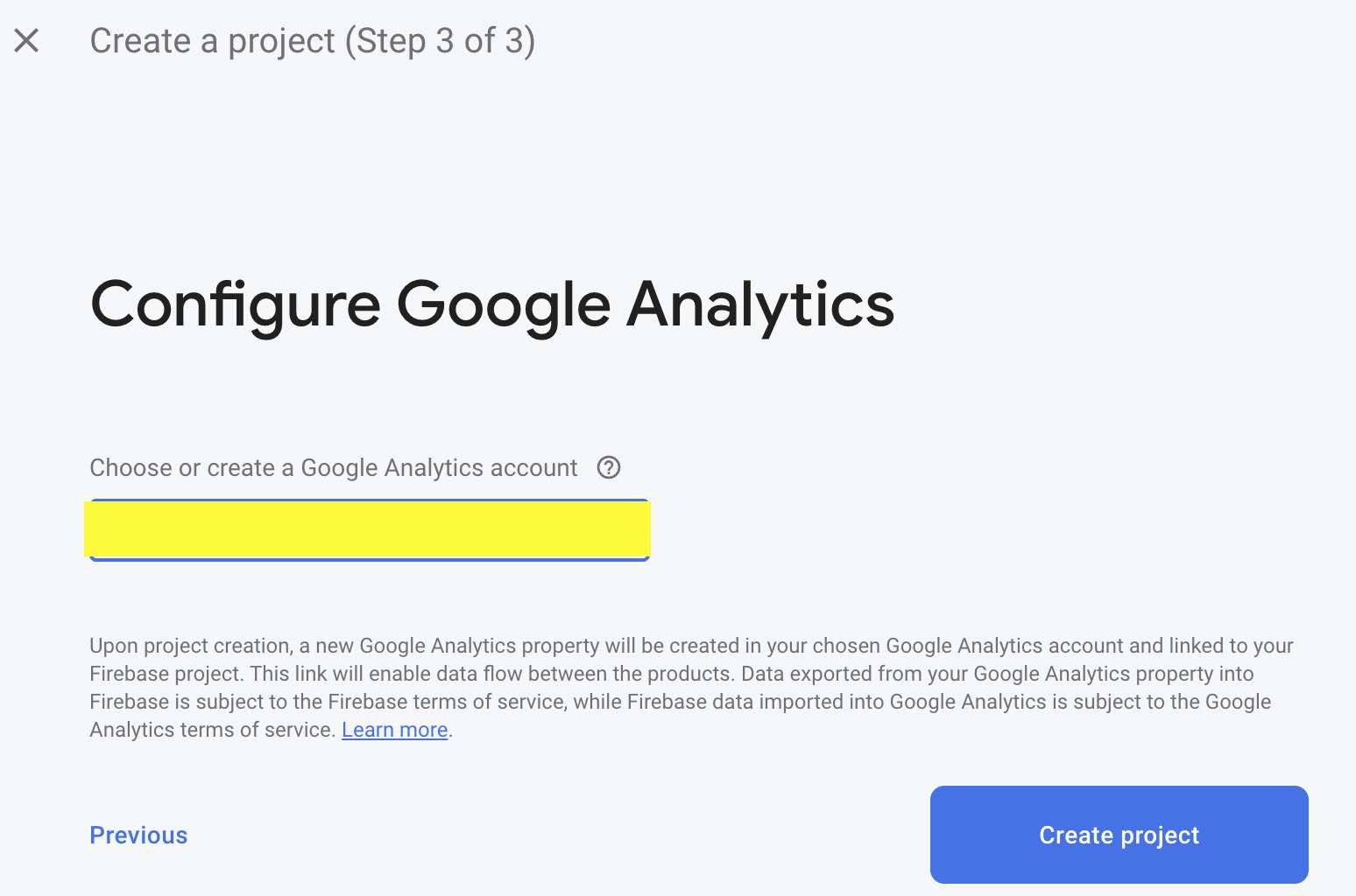Choose Google Analytics Account